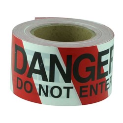 MAXISAFE- BARRICADE TAPE DANGER DO NOT ENTER BLACK ON RED AND WHITE